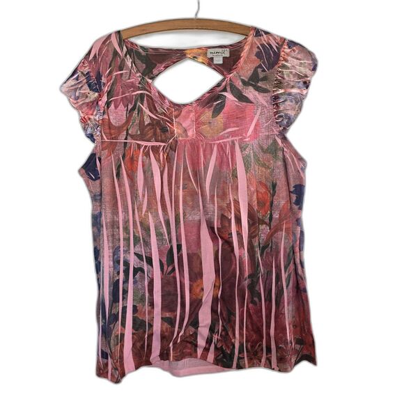 ONE WORLD Tops - One World Live and Let Live Babydoll Top Puff Sleeves Hippie Y2K Fairy Floral